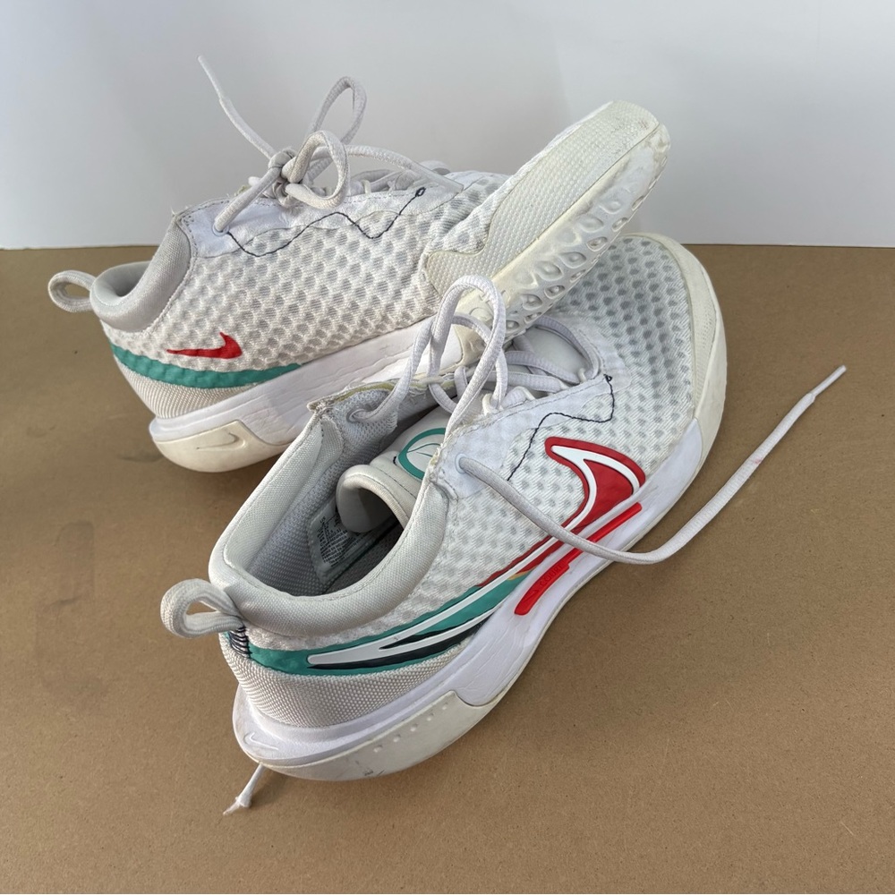 Nike White with Green and Red Accents Tennis Court Pro Shoes, Women's Size 8,